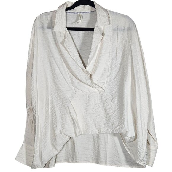 Anthropologie Women’s Draped Ivory Oversized Blouse Sz M Boho Art to Wear - Picture 2 of 11